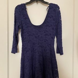 Free People blue lace 3/4 sleeve mini dress